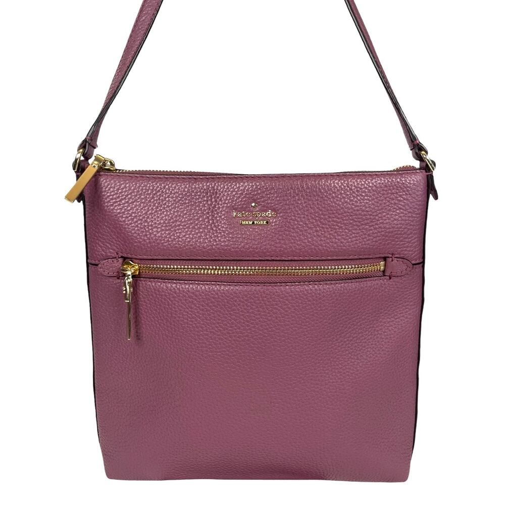 Kate Spade Oakwood Street Malia Pebbled Leather Crossbody Bag Mauve Pink Gold